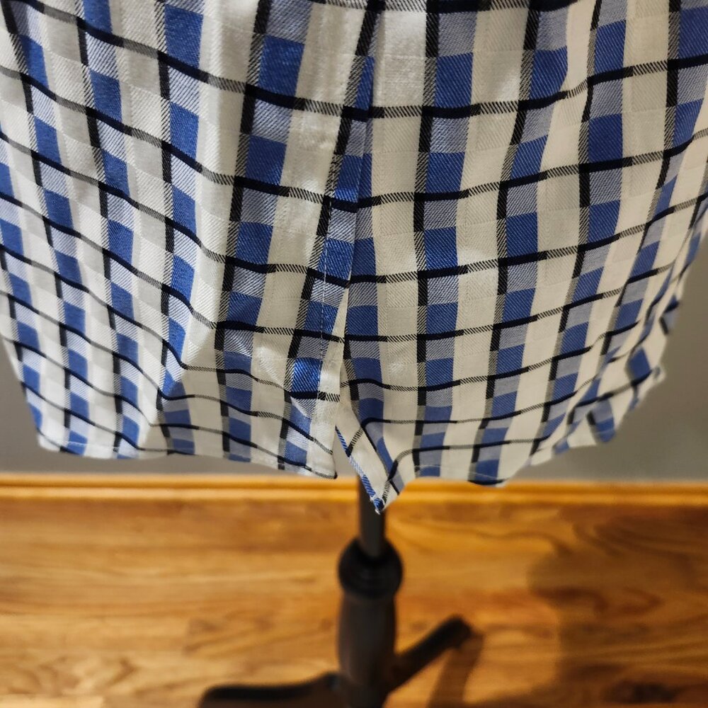 FOXCROFT White, Blue and Black Geometric 100% Cotton Button-up Shirt - Picture 3 of 9